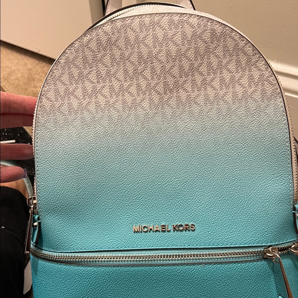 Michael Kors Aqua and White Gradient Backpack - Picture 7 of 7